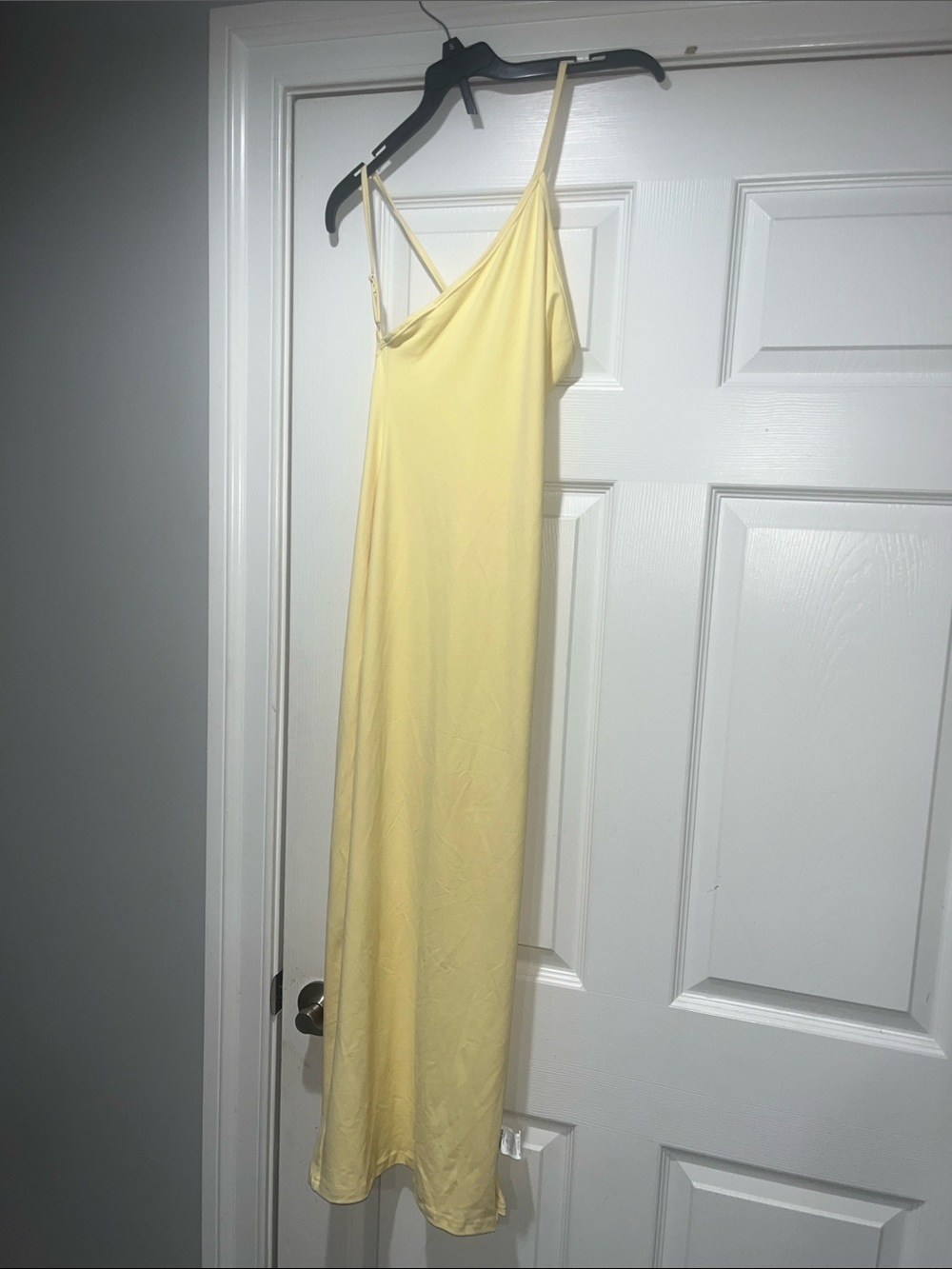 SHEIN Pale Yellow One-Shoulder Slip Midi Dress